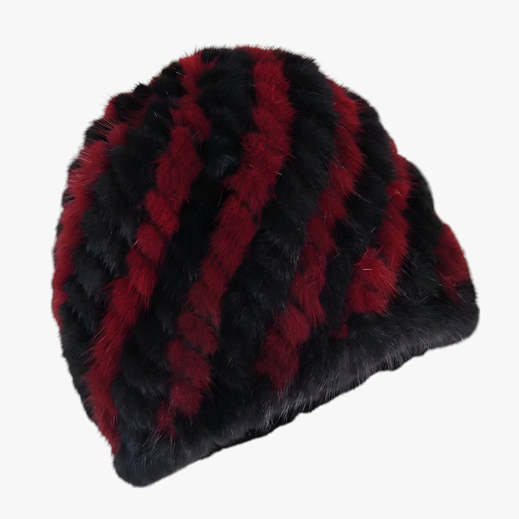 men's fashion : Celeste | Luxe Mink Bont Muts - Winterse Warmte & Elegantie in zwart wijnrood Goede elasticiteit van Pantino