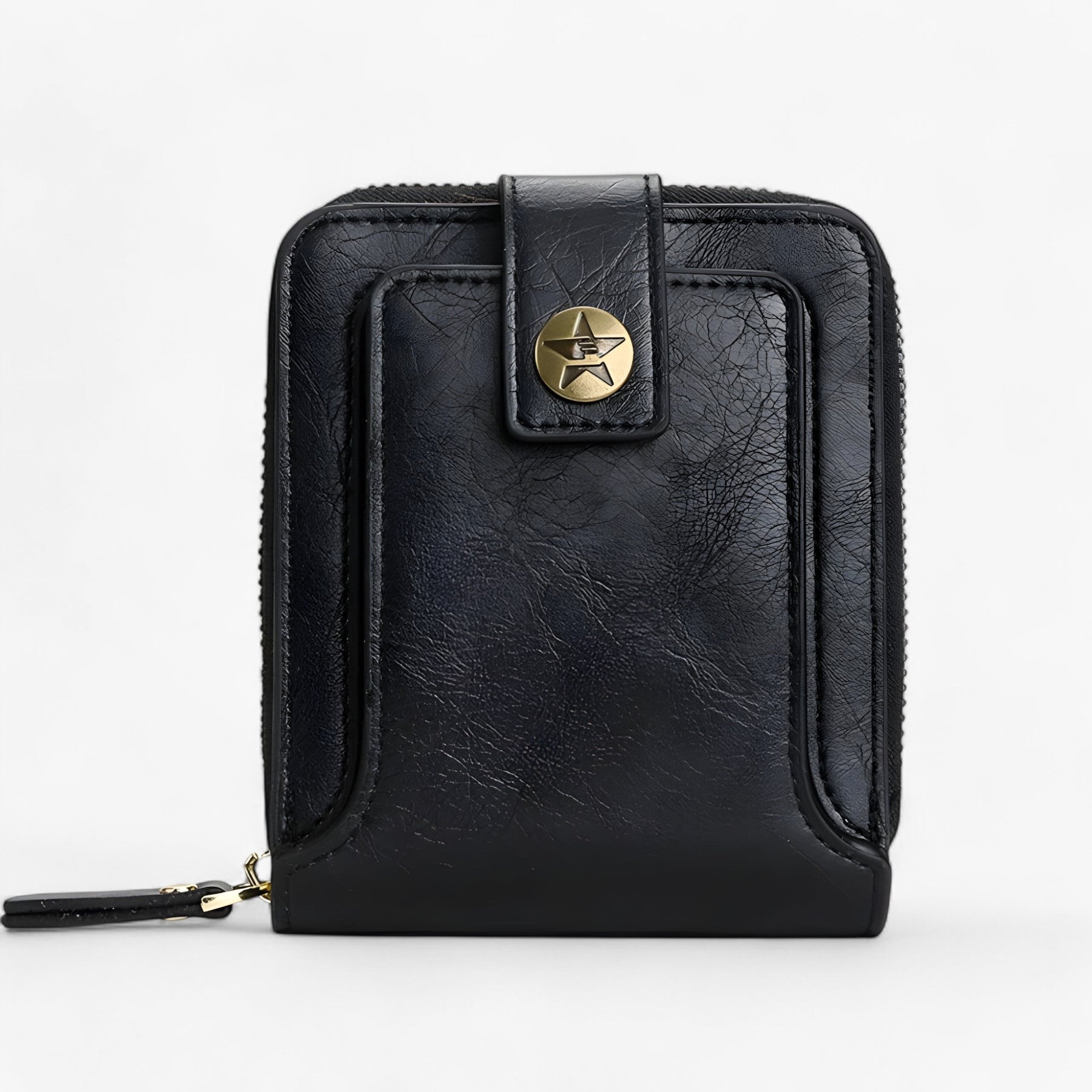 bags : Luca | Vintage Portemonnee | Duurzaam PU Leer in Zwart van Pantinoshop