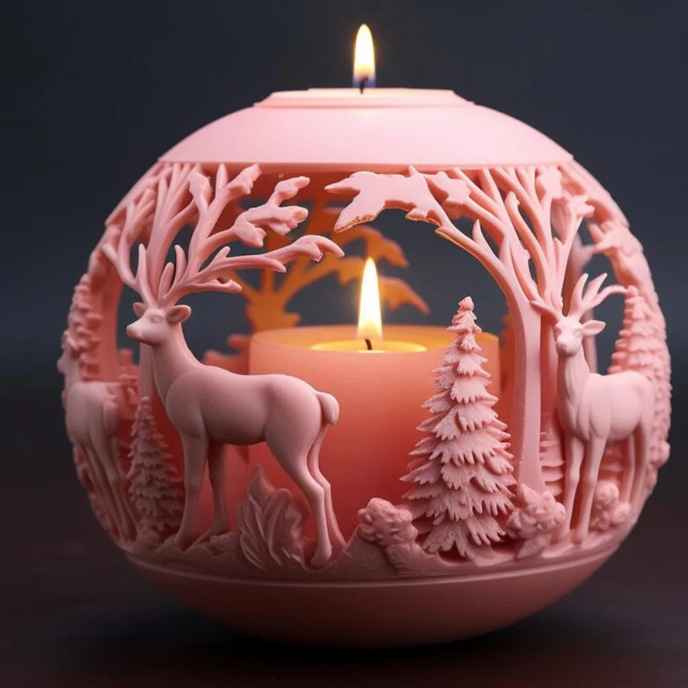 home & garden : Elk Kaars | Reliëf Mal Winterbos - Feestelijke Decoratie en DIY Cadeaus in van Pantinoshop