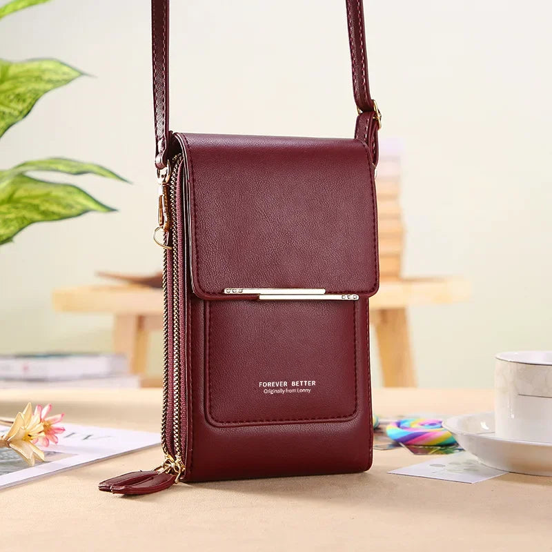bags : ELLAZ™ | Schoudertas met touchscreen in Bordeaux Rood van Pantino