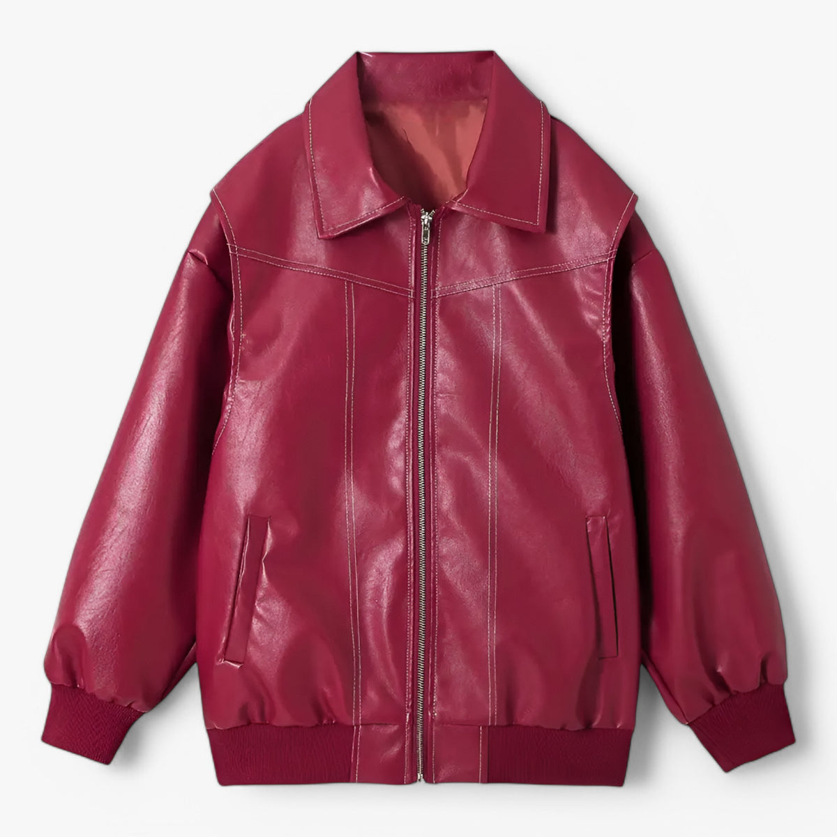 men's fashion : Fiore - Dames Chic Imitatieleren Jas in Rood van Pantino