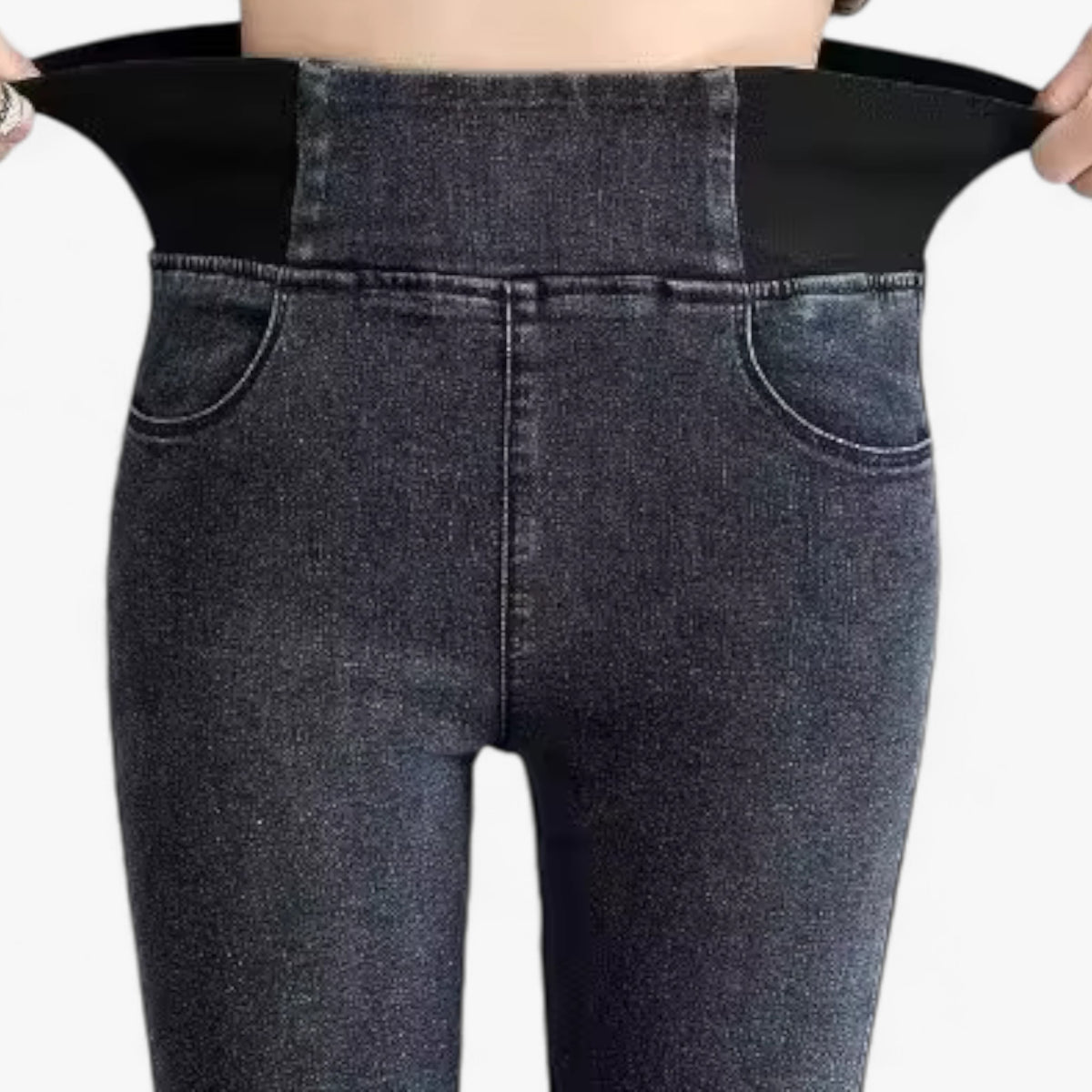 men's fashion : Talia | Vintage gewassen jeans - Hoge taille & stretch comfort in Zwart grijs van Pantinoshop