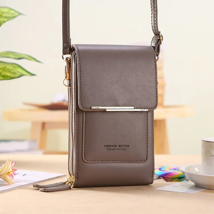bags : ELLAZ™ | Schoudertas met touchscreen in Grijs Bruin van Pantino