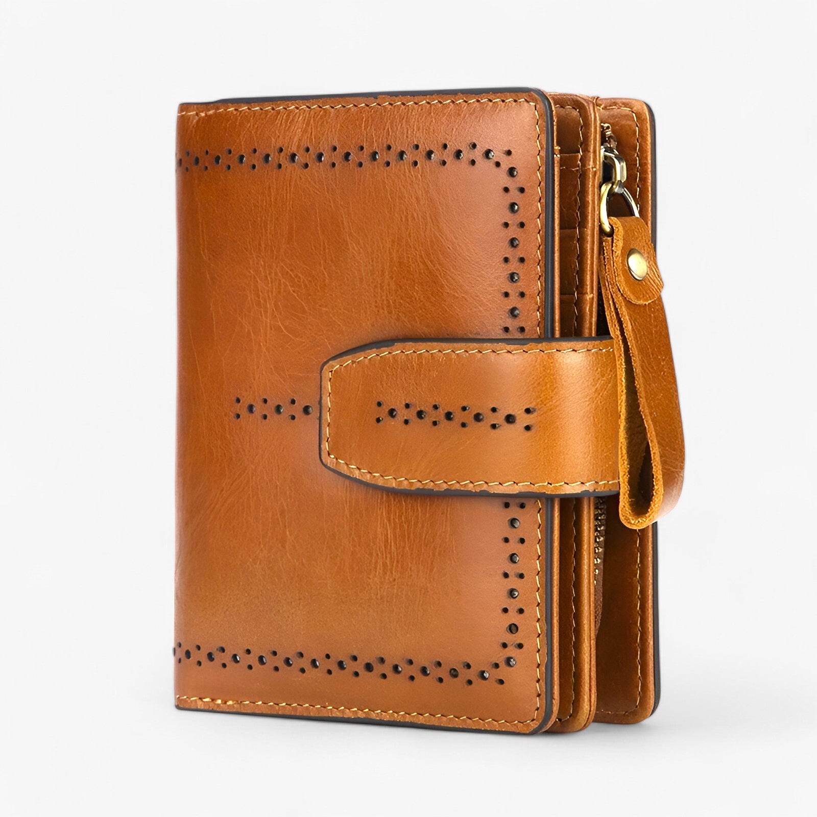 bags : Beatriz | Compacte RFID-blokkerende leren portemonnee met rits en ID-venster in van Pantinoshop