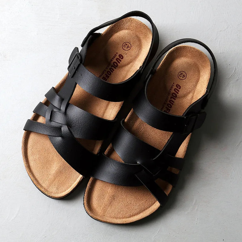 men's fashion : Jeroen - Orthopedische Sandalen van Hoogwaardig Leer in Zwart van Pantino