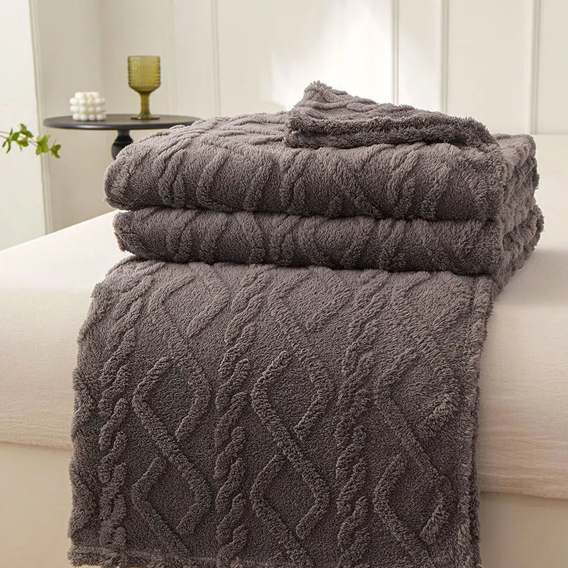 home & garden : FleeceBlanket- Warme Deken van Reistextiel Fleece in Donkergrijs van Pantino