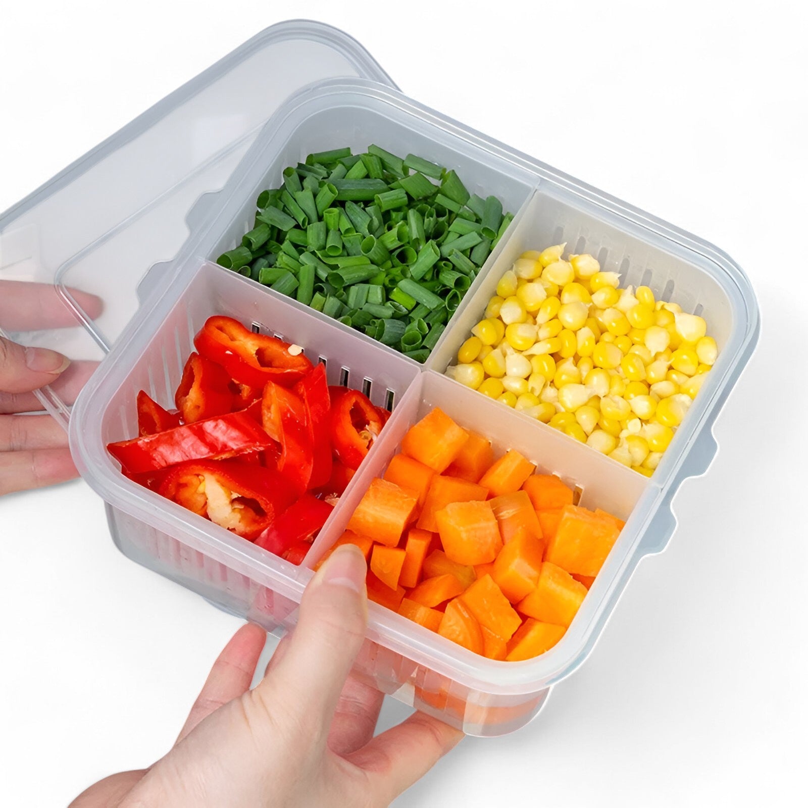 home & garden : Emma | FreshBox Transparante Organizer voor Verse Producten in 4 Rasters Doos van Pantinoshop