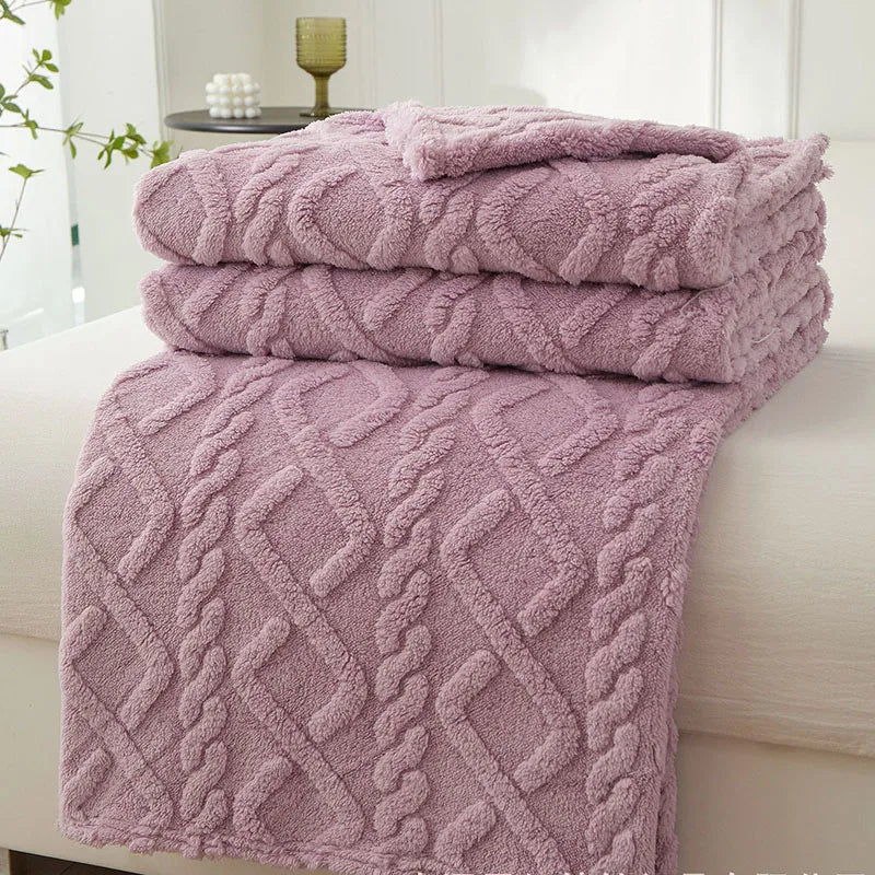 home & garden : FleeceBlanket- Warme Deken van Reistextiel Fleece in Paars van Pantino