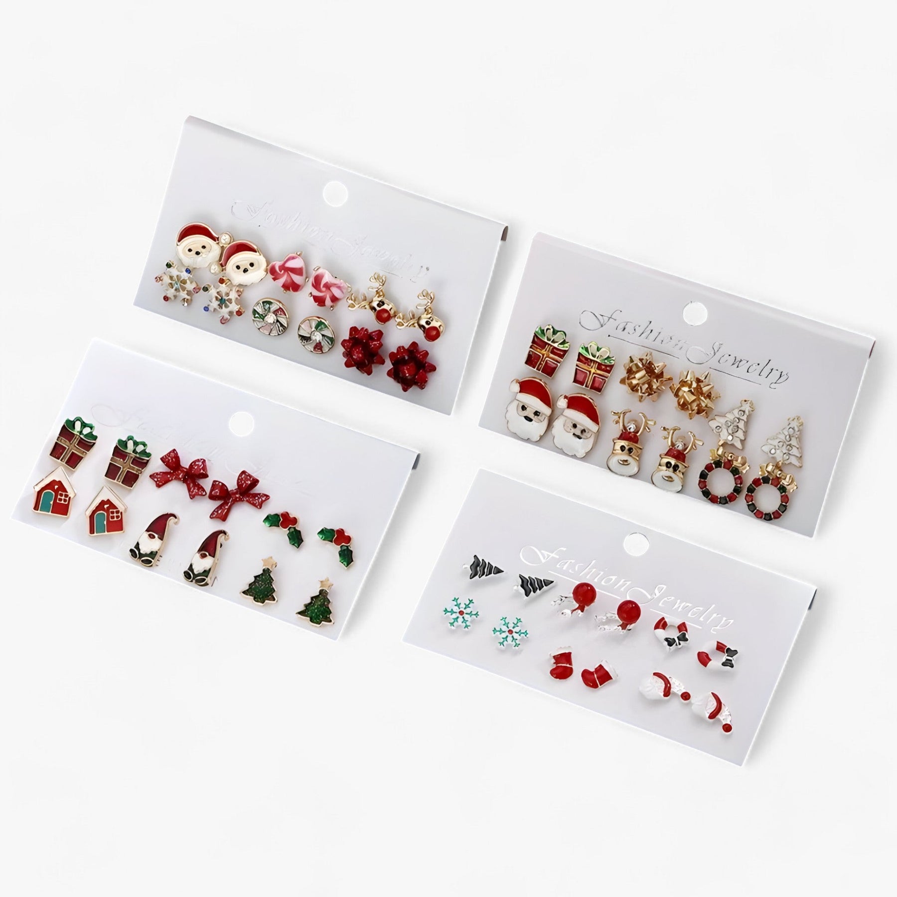 accessories : Sparkle | Set van 6 Paar Kerstoorbellen - Sprankelende Ontwerpen in Zirkonia in van Pantinoshop