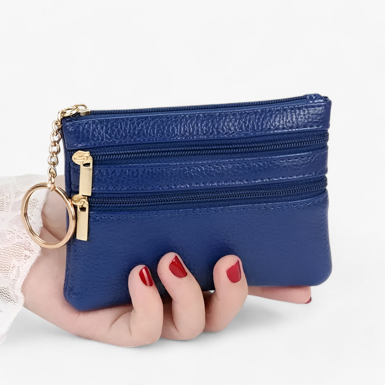 bags : Ghie| Schoudertas voor vrouwen – Compakt en elegant met drie ritsen in donkerblauw van Pantino