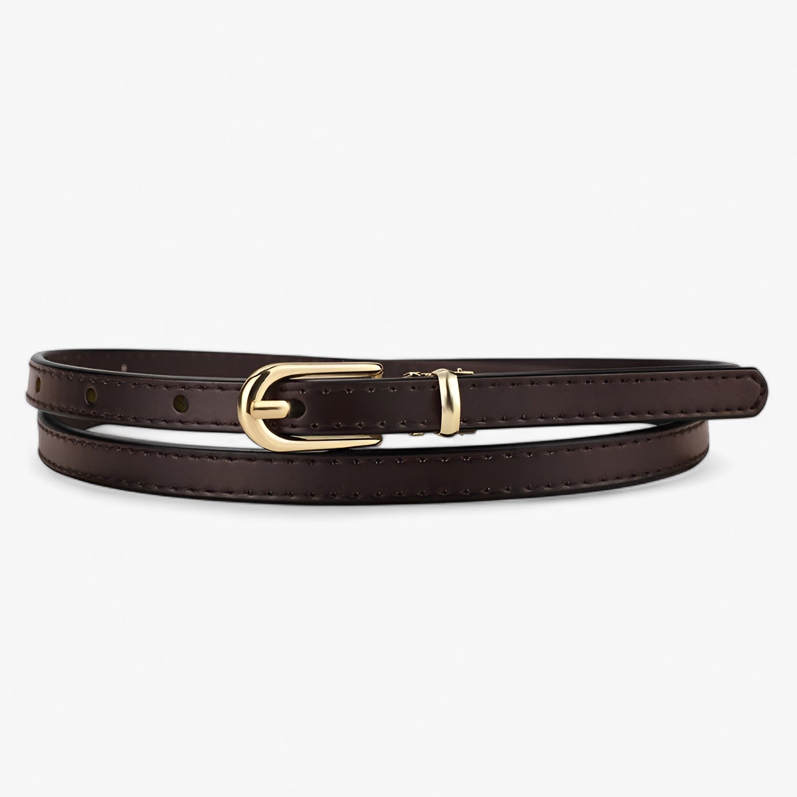 Helen | Damestrik - Echte leren in dun ontwerp voor een moeiteloze stijl- €25 : Helen | Damestrik - Echte leren in dun ontwerp voor een moeiteloze stijl in Koffie van Pantino