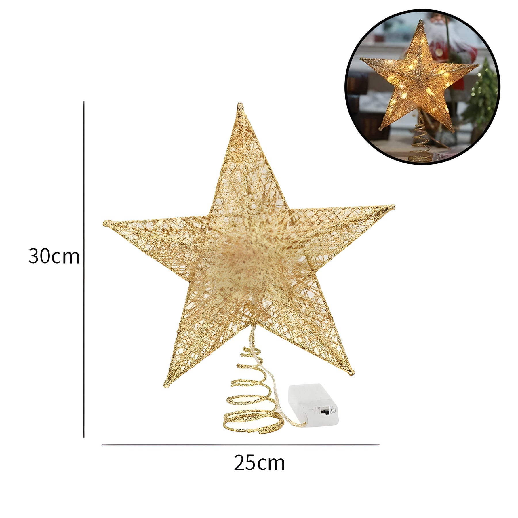 home & garden : Sterrenachtige Elegant | Bovenste Ster Ornamenten Kerstlicht - Verlicht uw Eindejaarsfeest in 25cm Champagnegoud van Pantinoshop