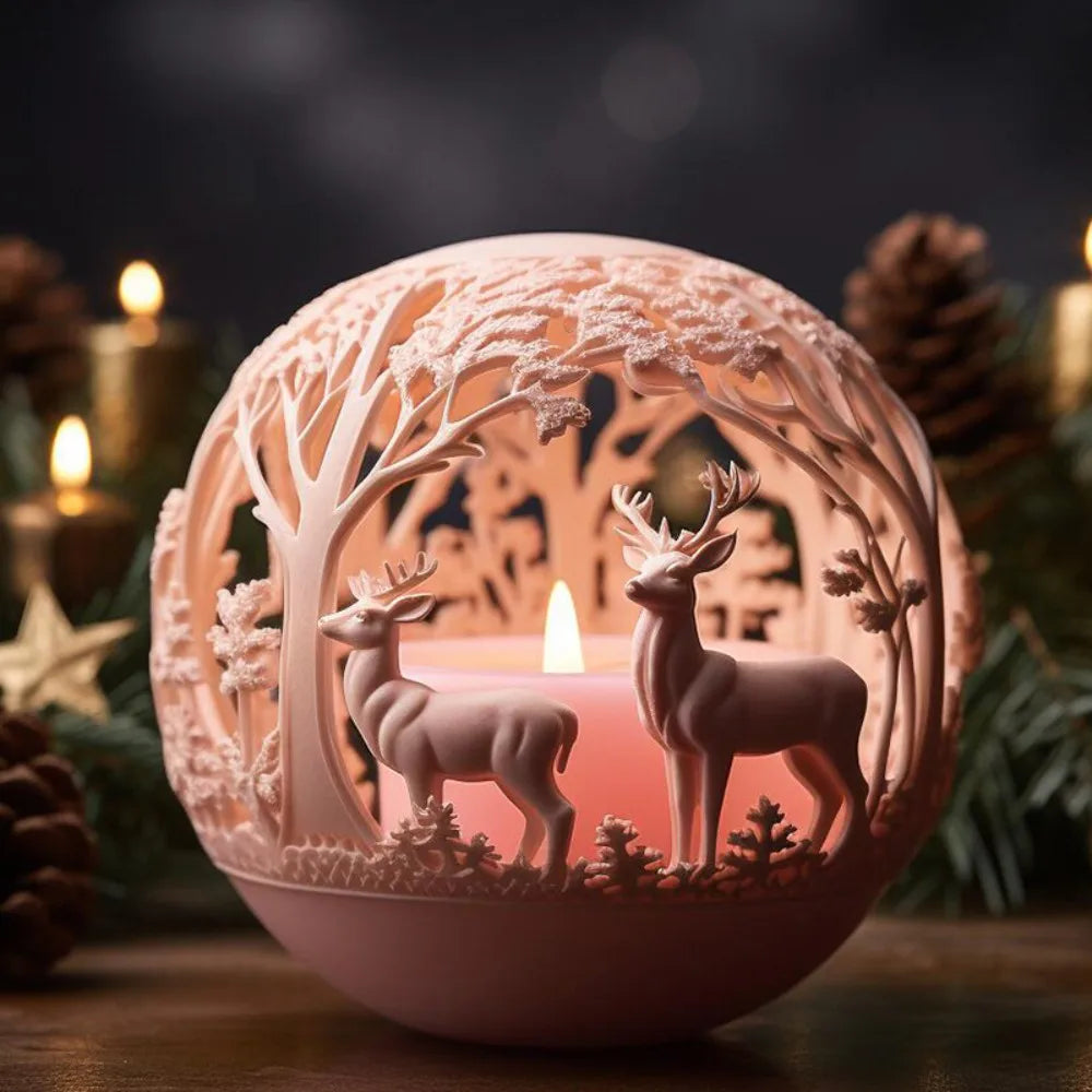 home & garden : Elk Kaars | Reliëf Mal Winterbos - Feestelijke Decoratie en DIY Cadeaus in van Pantinoshop