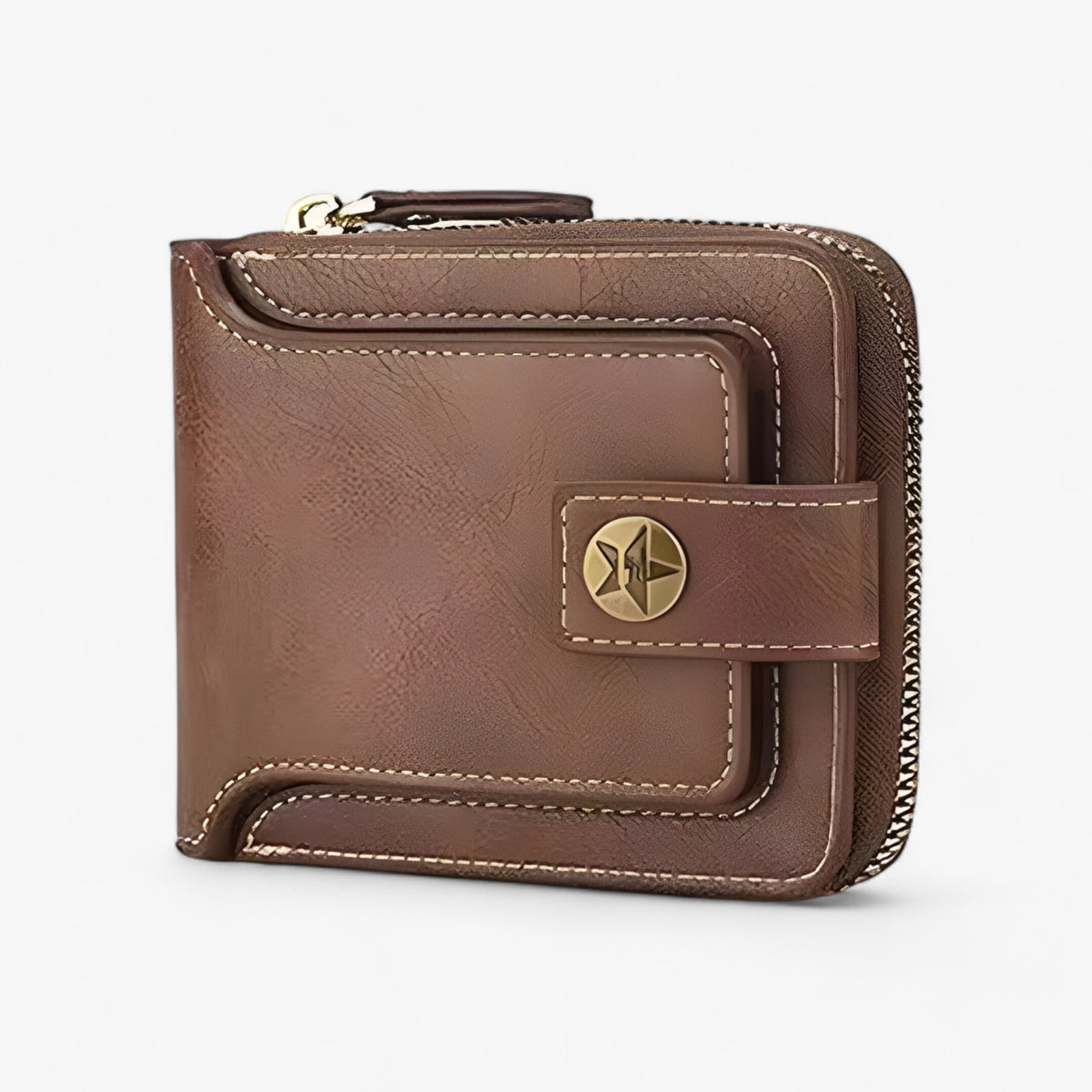 bags : Luca | Vintage Portemonnee | Duurzaam PU Leer in Lichte Koffie van Pantinoshop