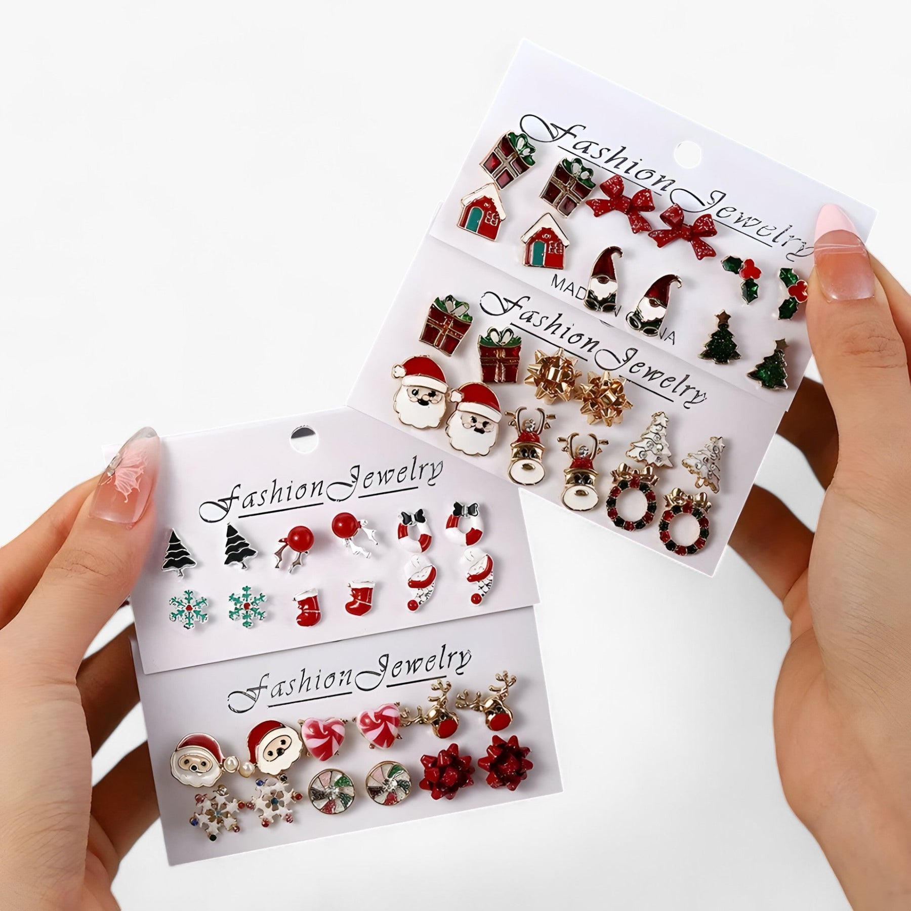 accessories : Sparkle | Set van 6 Paar Kerstoorbellen - Sprankelende Ontwerpen in Zirkonia in van Pantinoshop