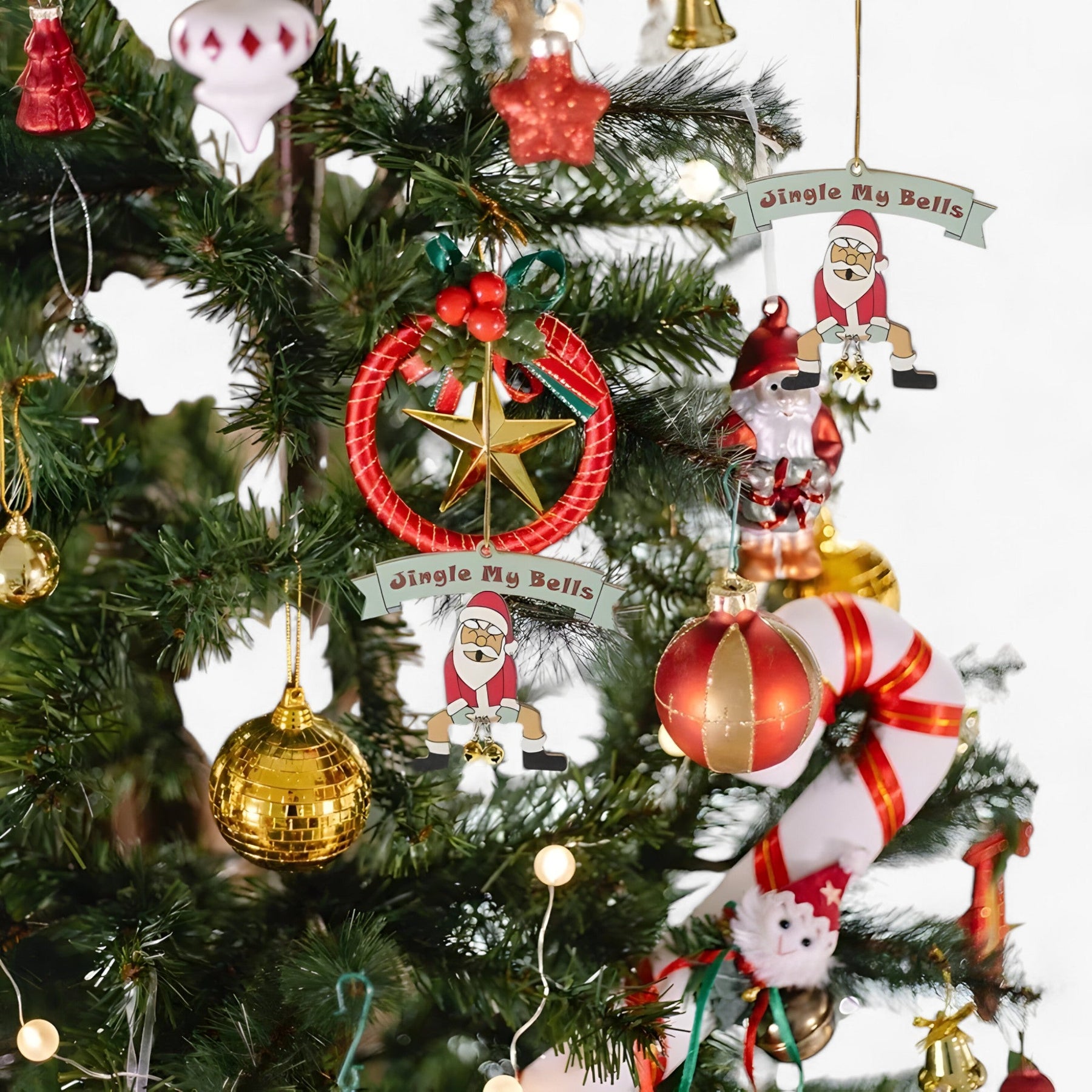 home & garden : Jingle My Bells | Grappige Kerstornament - Bel Hanger Kerstman voor Kerstboom en Nieuwjaarsdecoratie in van Pantinoshop