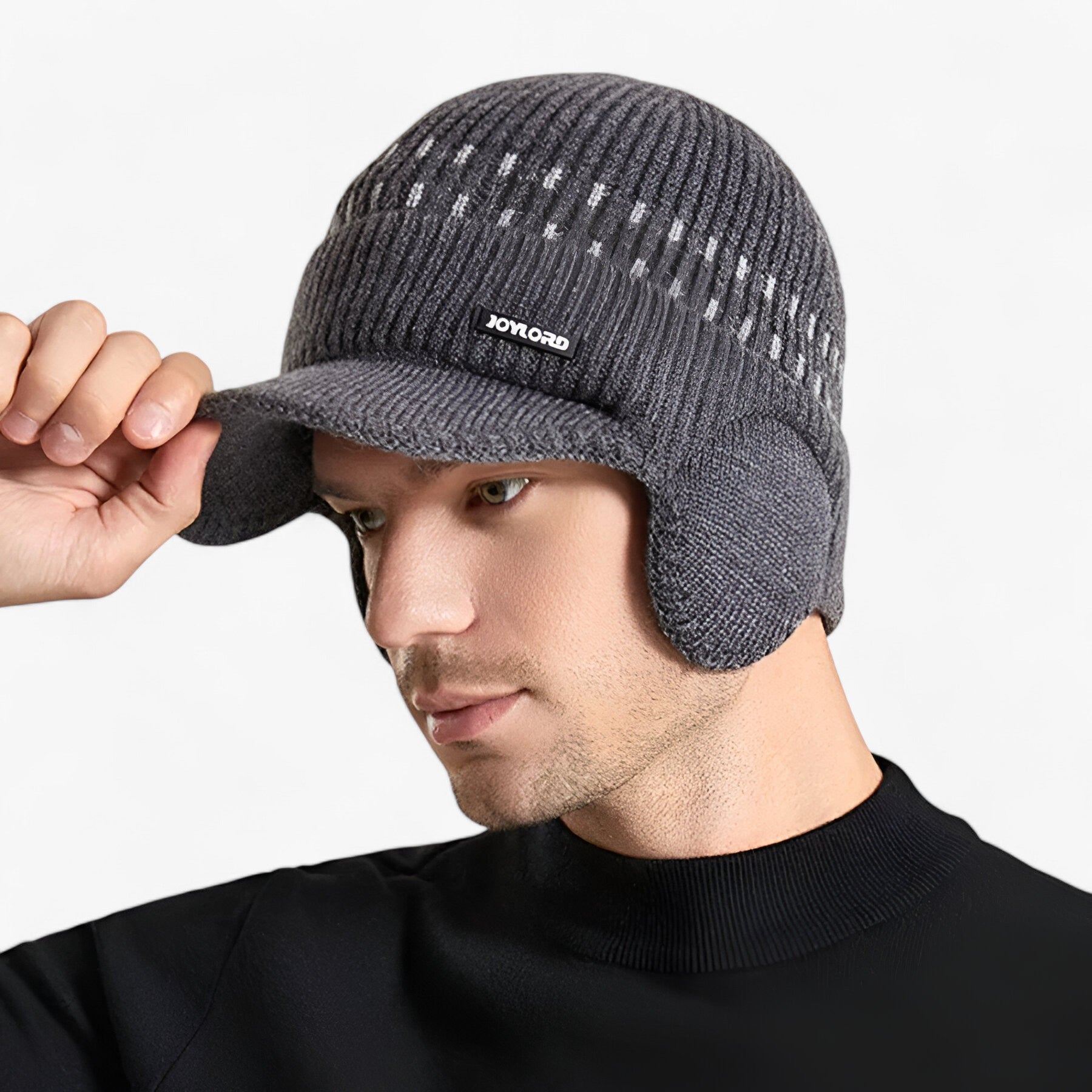 men's fashion : Kevin | Warme Stijl - Gebreide Cap met Oorflappen in donkergrijs van Pantinoshop