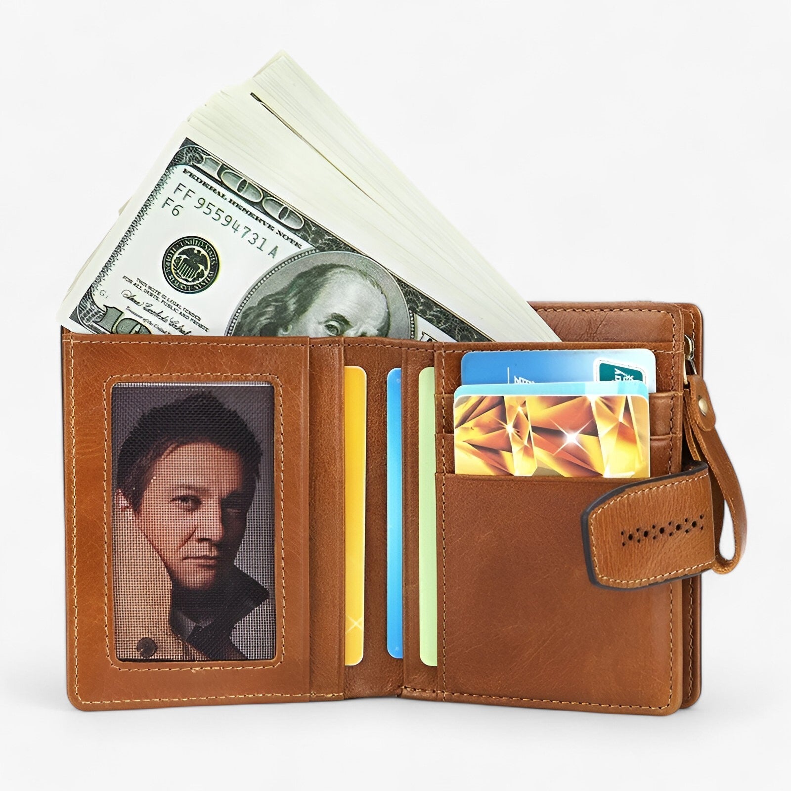 bags : Beatriz | Compacte RFID-blokkerende leren portemonnee met rits en ID-venster in van Pantinoshop