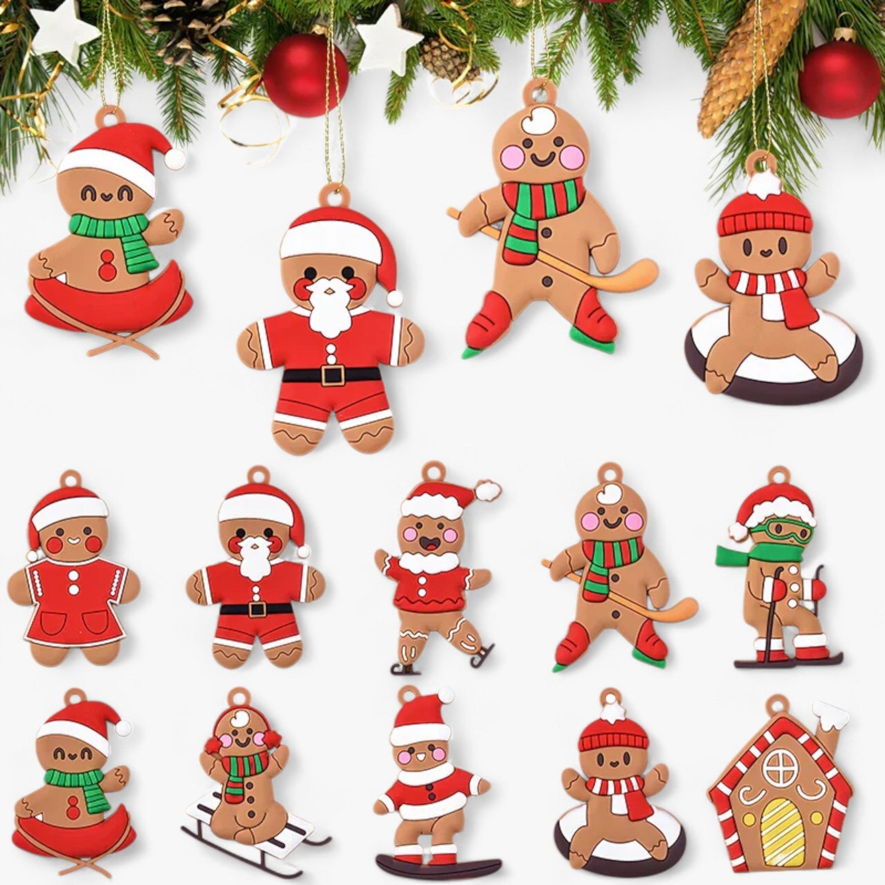 home & garden : Gemberbel | 10 stuks Sport Gingerbread Man-hangers - Feestelijke decoraties voor de boom in van Pantino