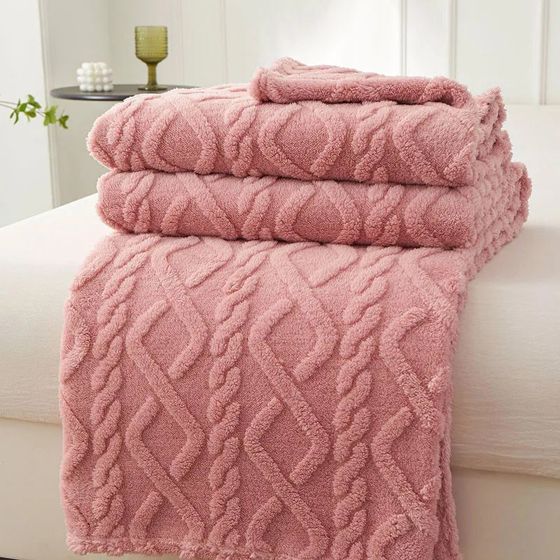 home & garden : FleeceBlanket- Warme Deken van Reistextiel Fleece in roze van Pantino