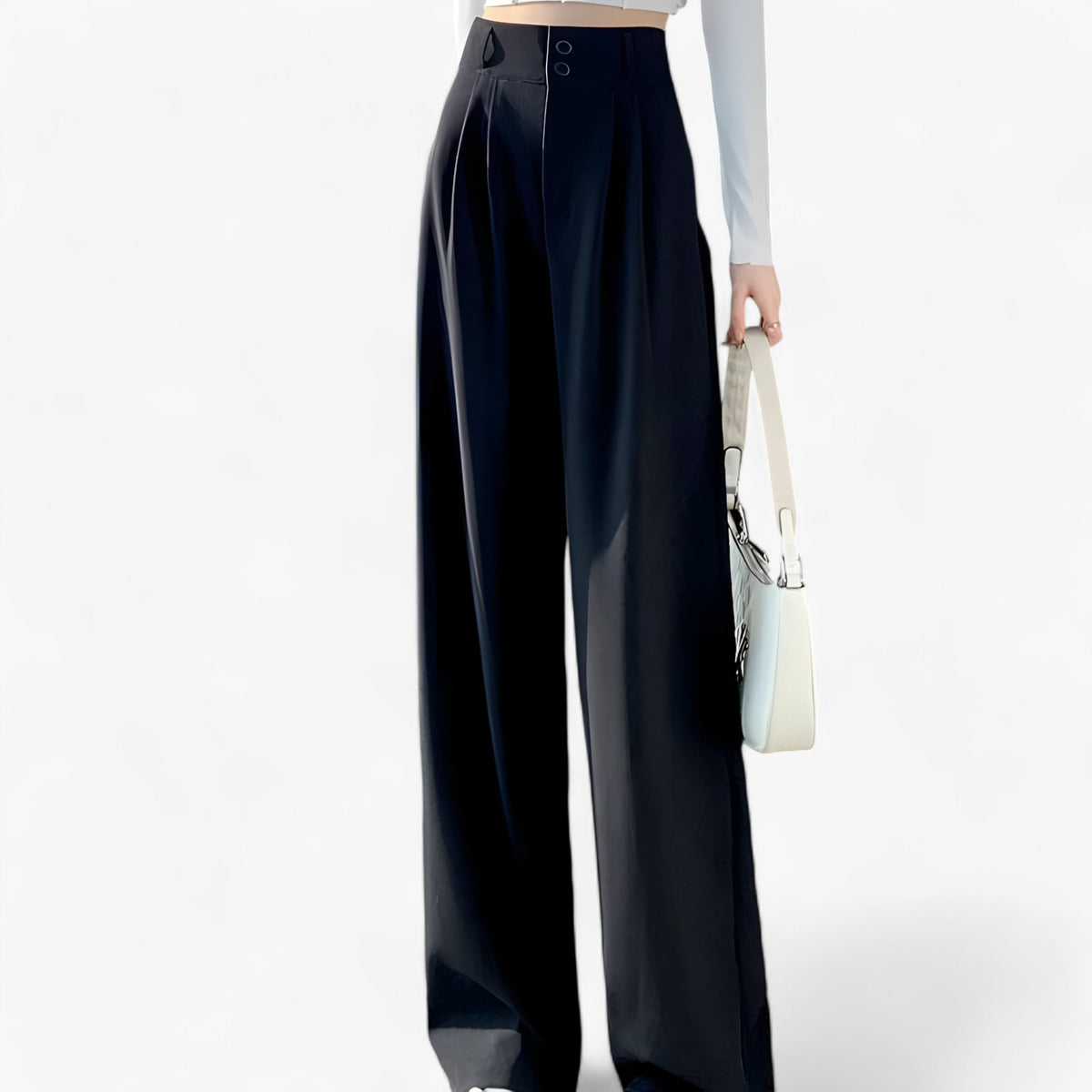 men's fashion : Kaia | Hoge Taille Broek - Modieus & Comfortabel in Zwart van Pantinoshop