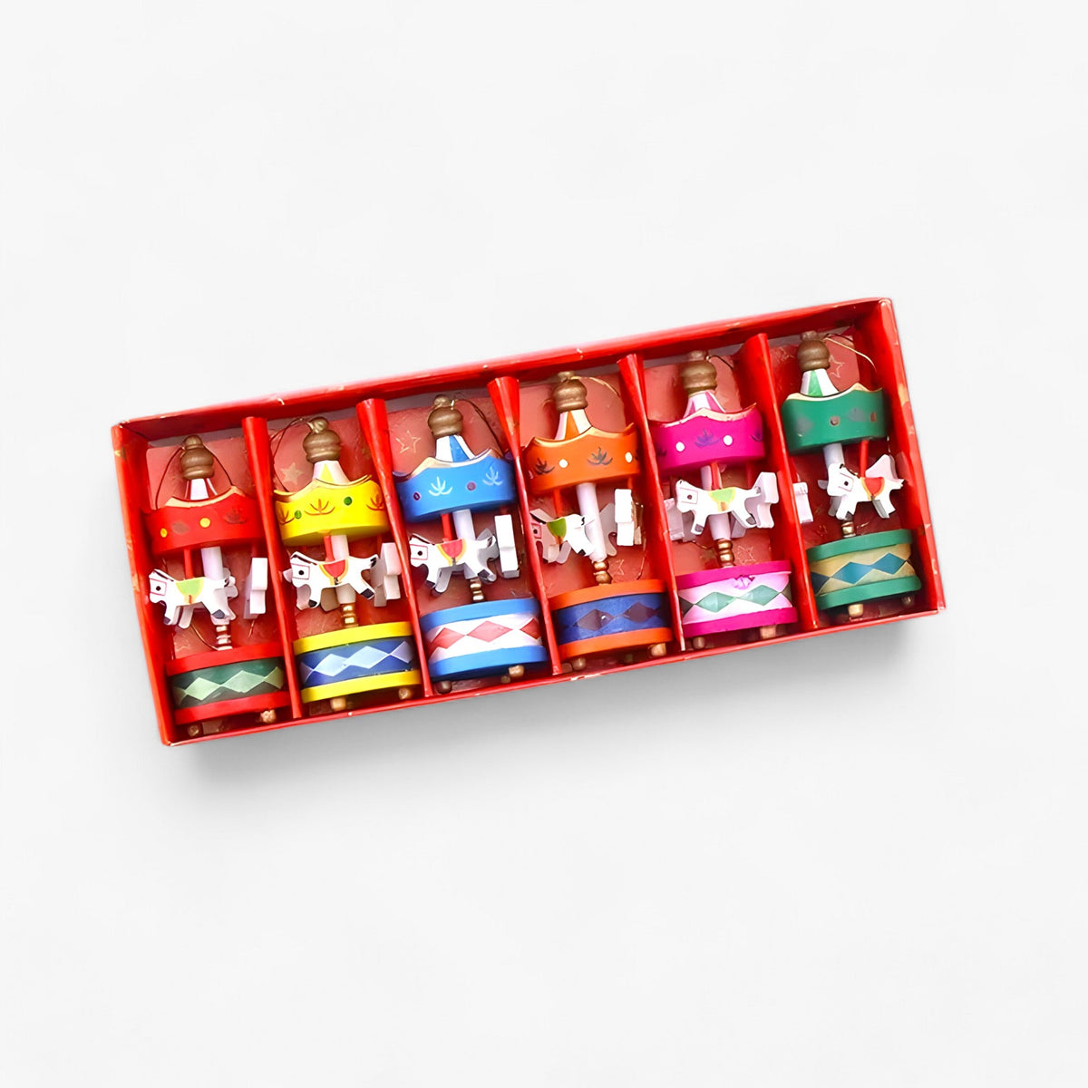 home & garden : Draaimolen | Miniatuur Houten Paard Ornamenten voor Kerst - Vermaak en Cadeaus voor Kinderen in 6 stuks van Pantinoshop