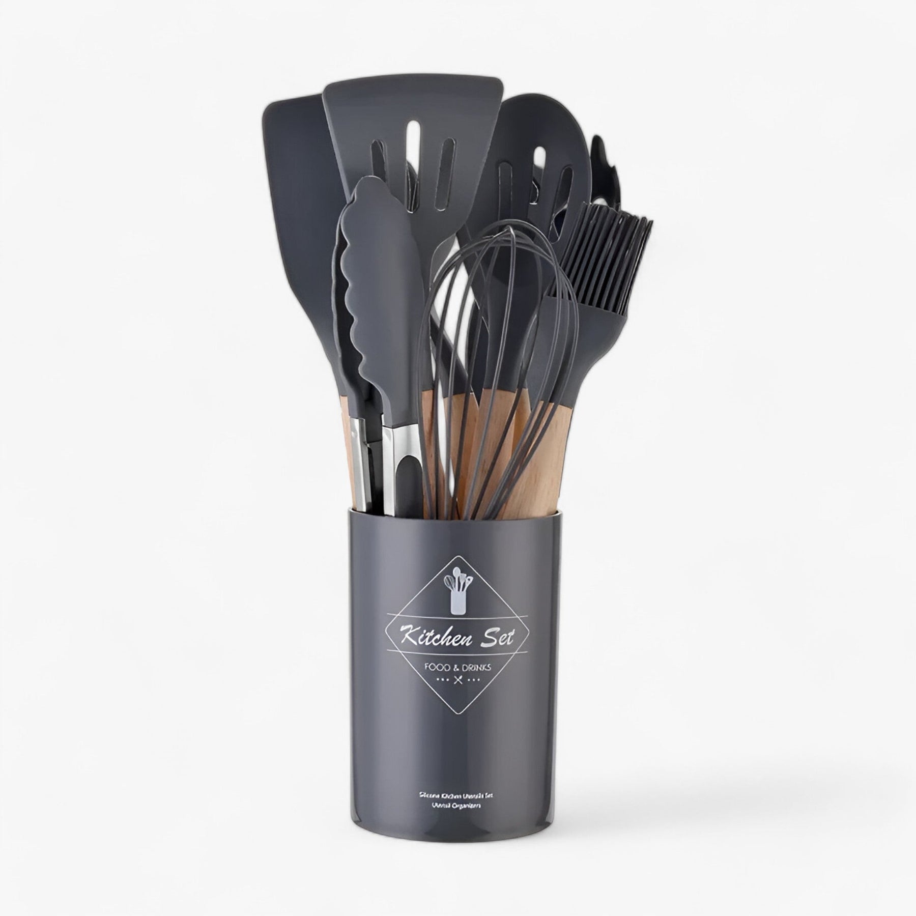 home & garden : Set van 12 keukenhulpmiddelen in silicone in Zwart 12Stuks van Pantinoshop