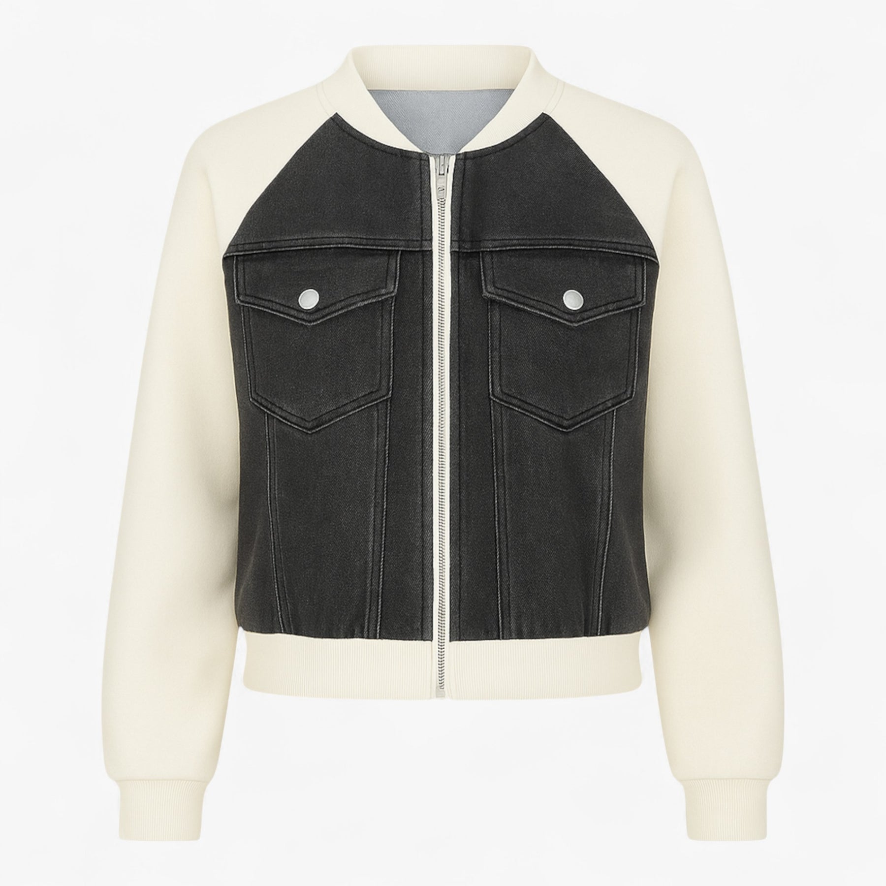 Clothes : Silvanna | Veelzijdig denimjack voor dames in Wit-zwart van Pantino