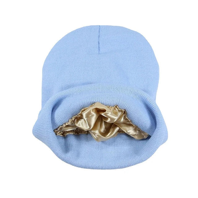 men's fashion : Muts met satijnen voering - Geen krullend haar meer! in Lichtblauw van Pantinoshop