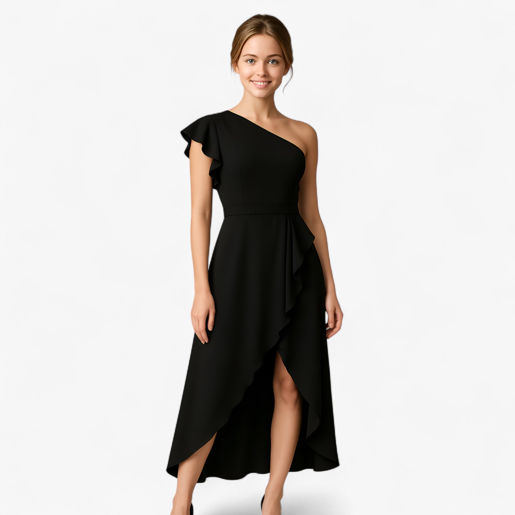 Women's Dress : Sole | Stijlvolle Lange Jurk met Rouches in van Pantino