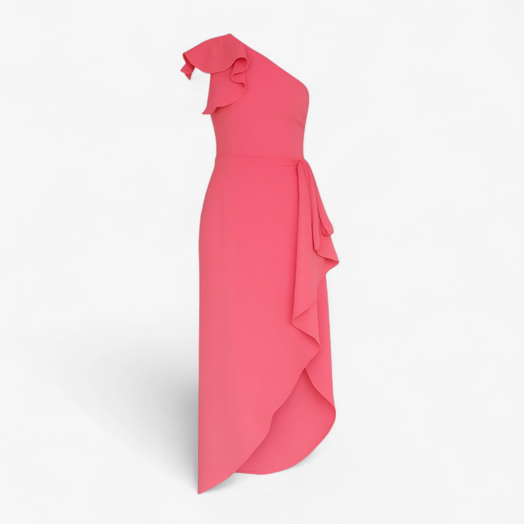 Women's Dress : Sole | Stijlvolle Lange Jurk met Rouches in Roze van Pantino