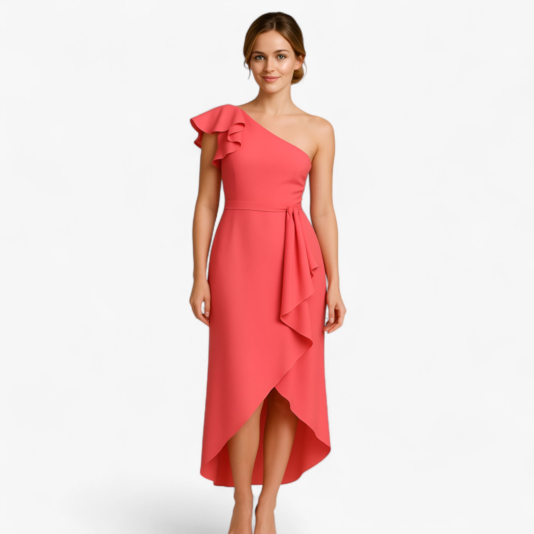 Women's Dress : Sole | Stijlvolle Lange Jurk met Rouches in van Pantino