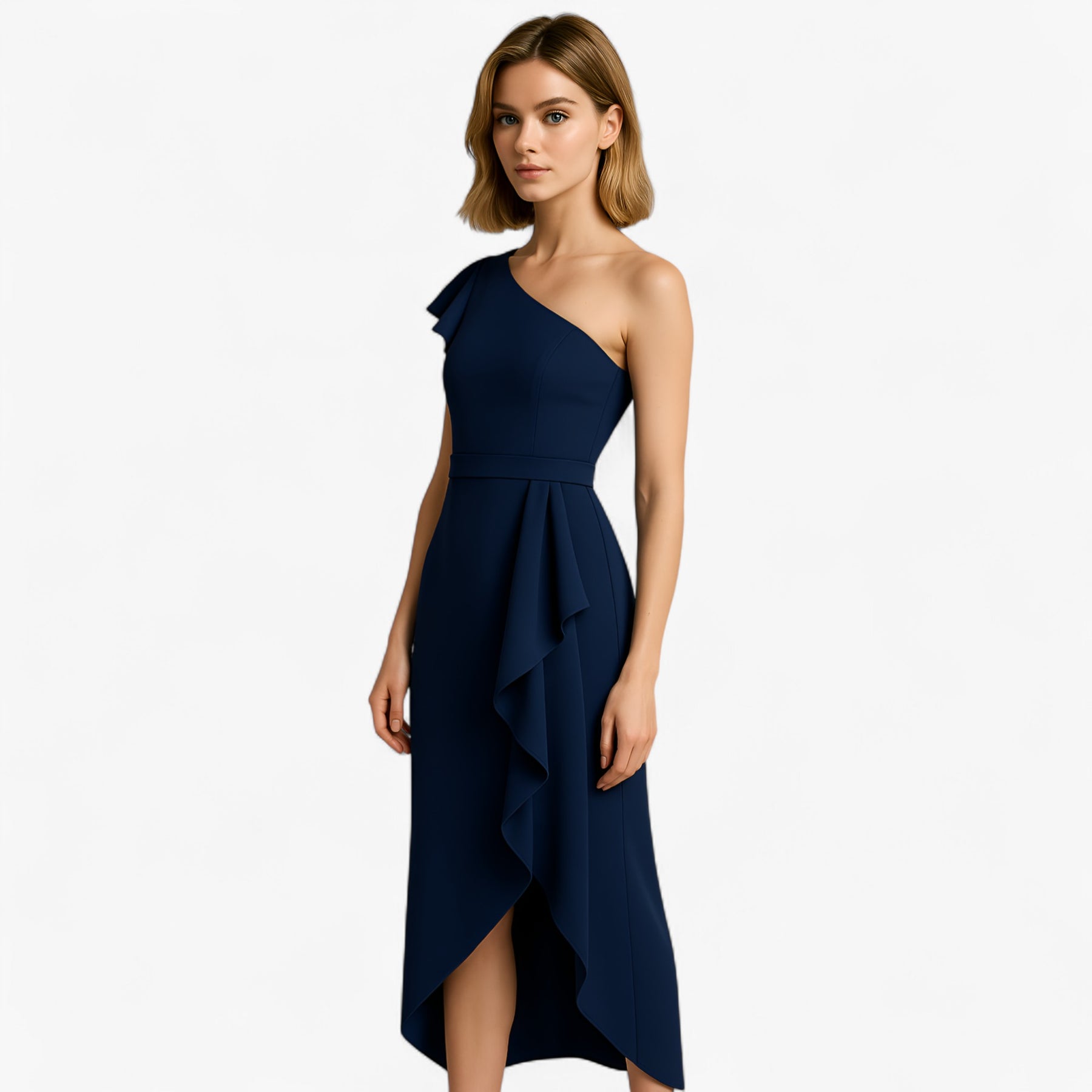 Women's Dress : Sole | Stijlvolle Lange Jurk met Rouches in van Pantino