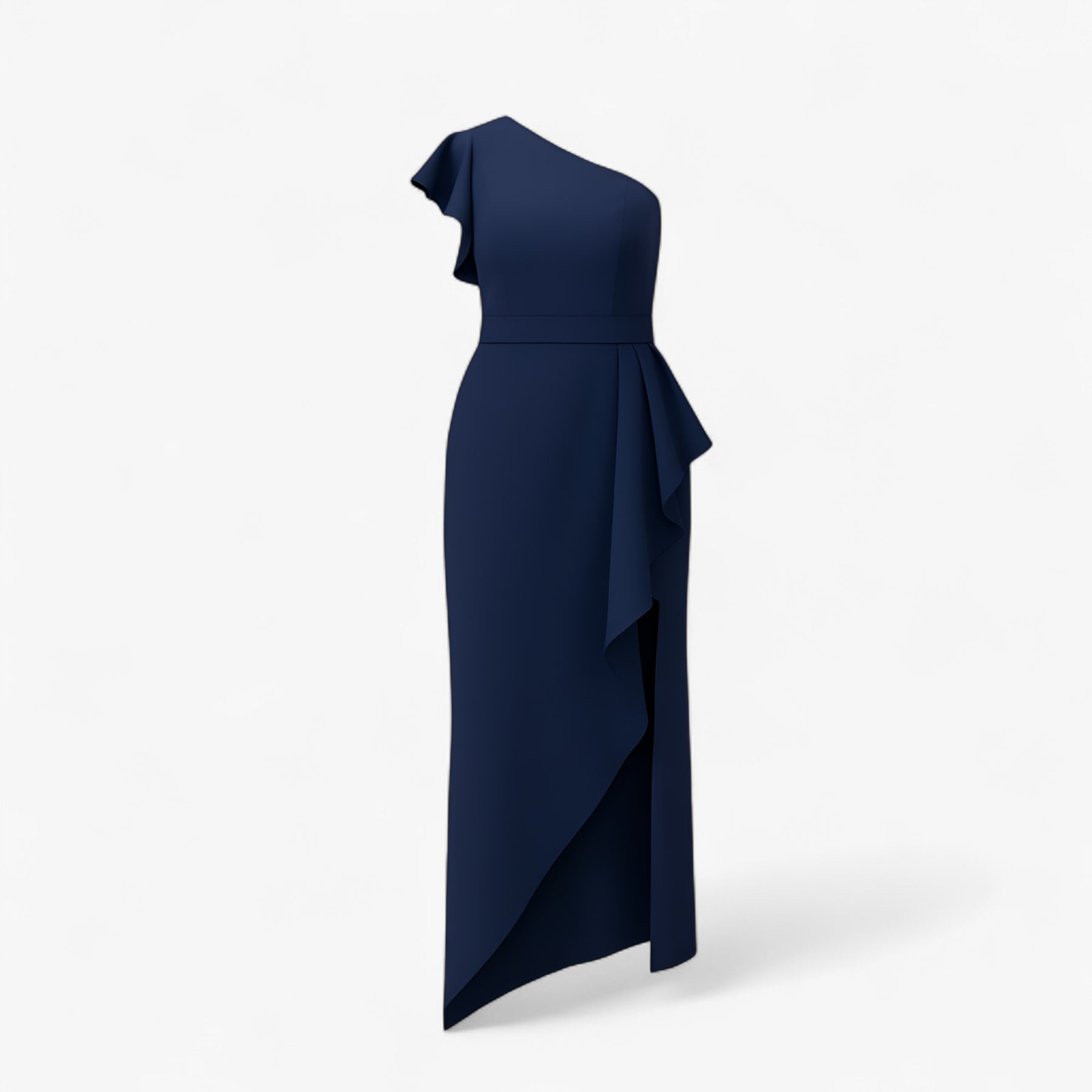 Women's Dress : Sole | Stijlvolle Lange Jurk met Rouches in Donkerblauw van Pantino