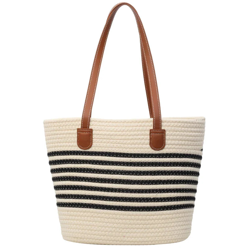 bags : HENDRIKA - Gestreept Ontwerp Grote Capaciteit Stro strand Tas in van Pantino