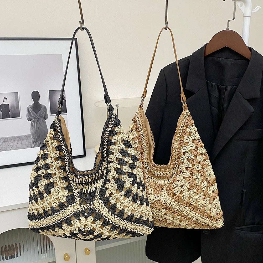 bags : WILLEMIJN - Boheemse Handgemaakte Schoudertas van Stro voor Dames in van Pantino