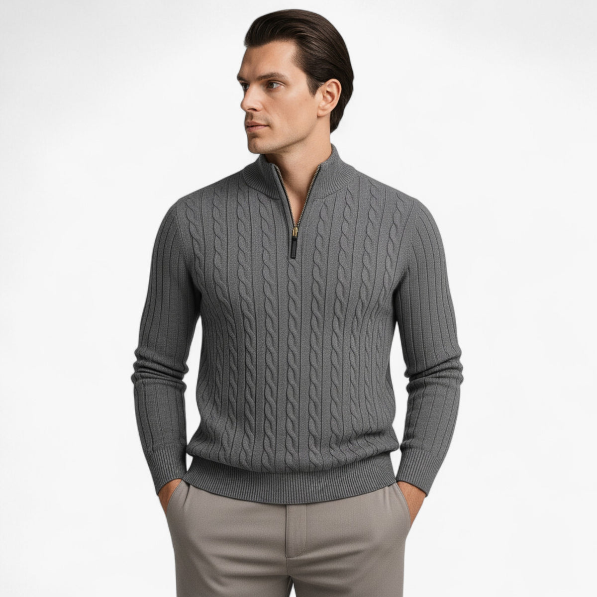 Herentruien : Thiago | Heren Half-Zip Trui van Luxe Wolmix in van Pantino