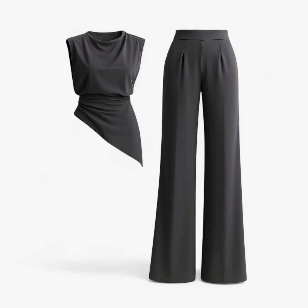 Women Set : Bonnie | Tweedelige Set Dames met Stijlvol Ontwerp in Donkergrijs van Pantino