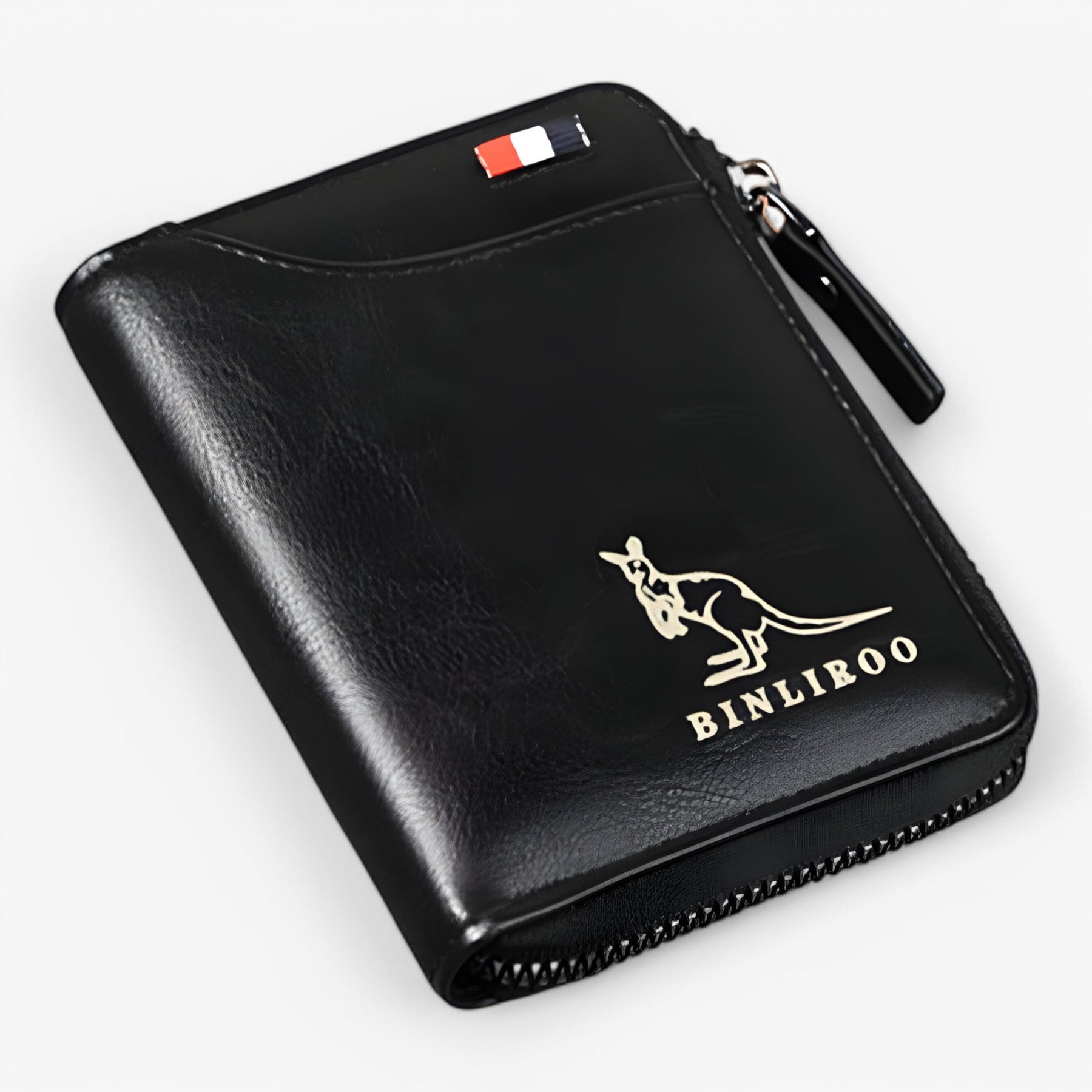 bags : Leather Kangaroo Wallet™ in Zwart van Pantino