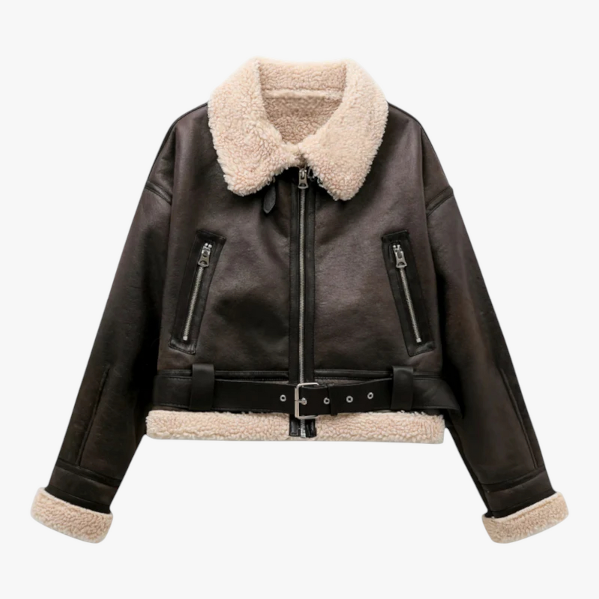 Jacket : Sophie | Dames Vintage Lange Mouw Jasje in Bruin van Pantino