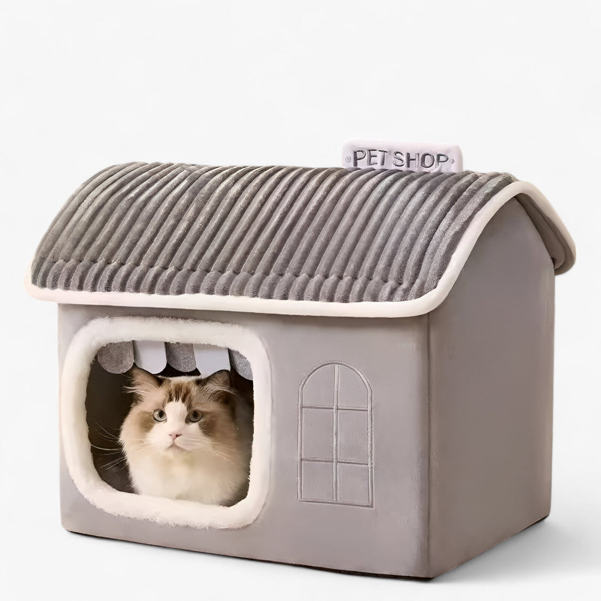 Pets House : Nala | Vouwbaar Kattenhuis Voor Buiten Met Comfort in Grijs van Pantino