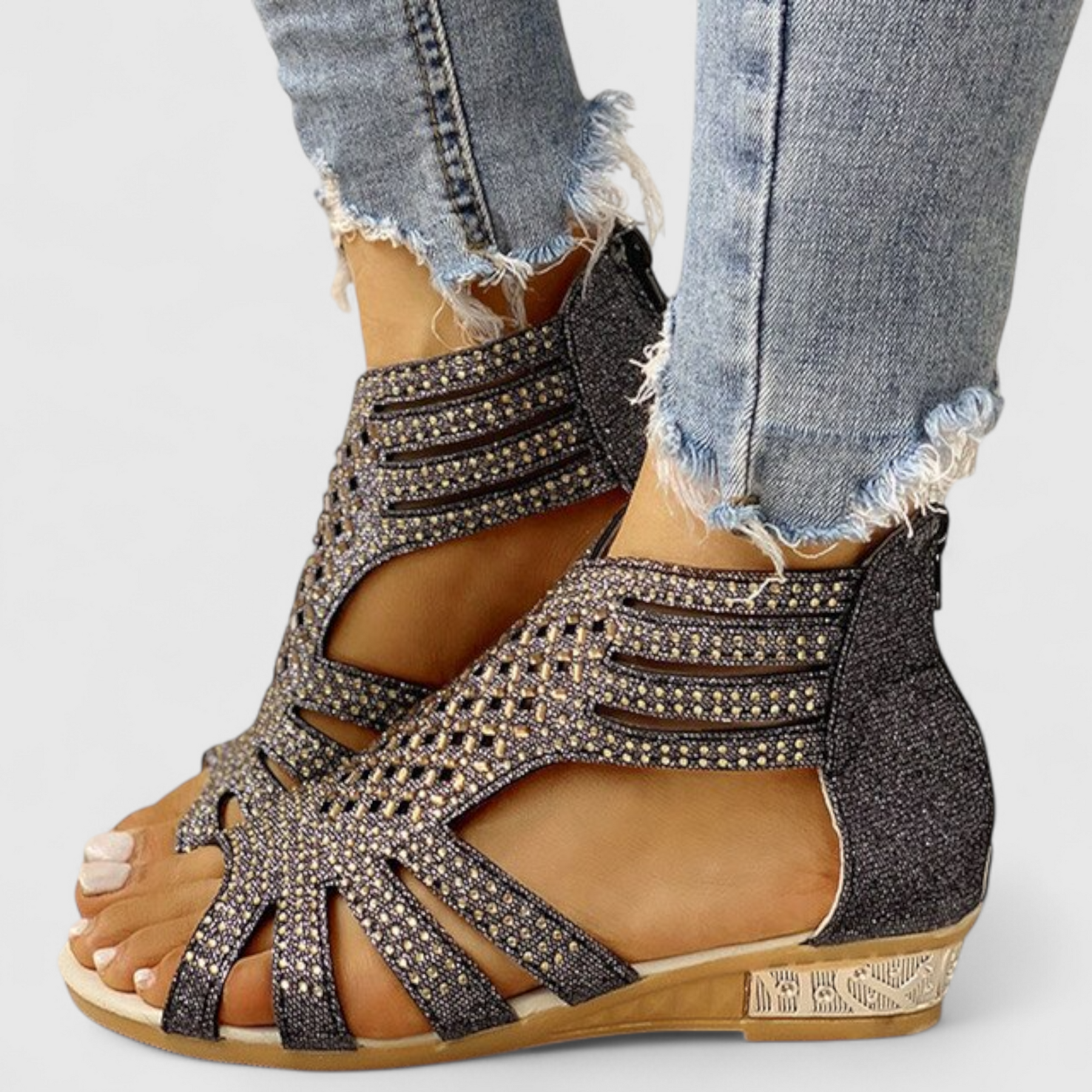 men's fashion : Lara | Dames Orthopedische Sandalen - Ideaal voor Dagelijks Comfort en Ergonomische Ondersteuning in Zwart van Pantino