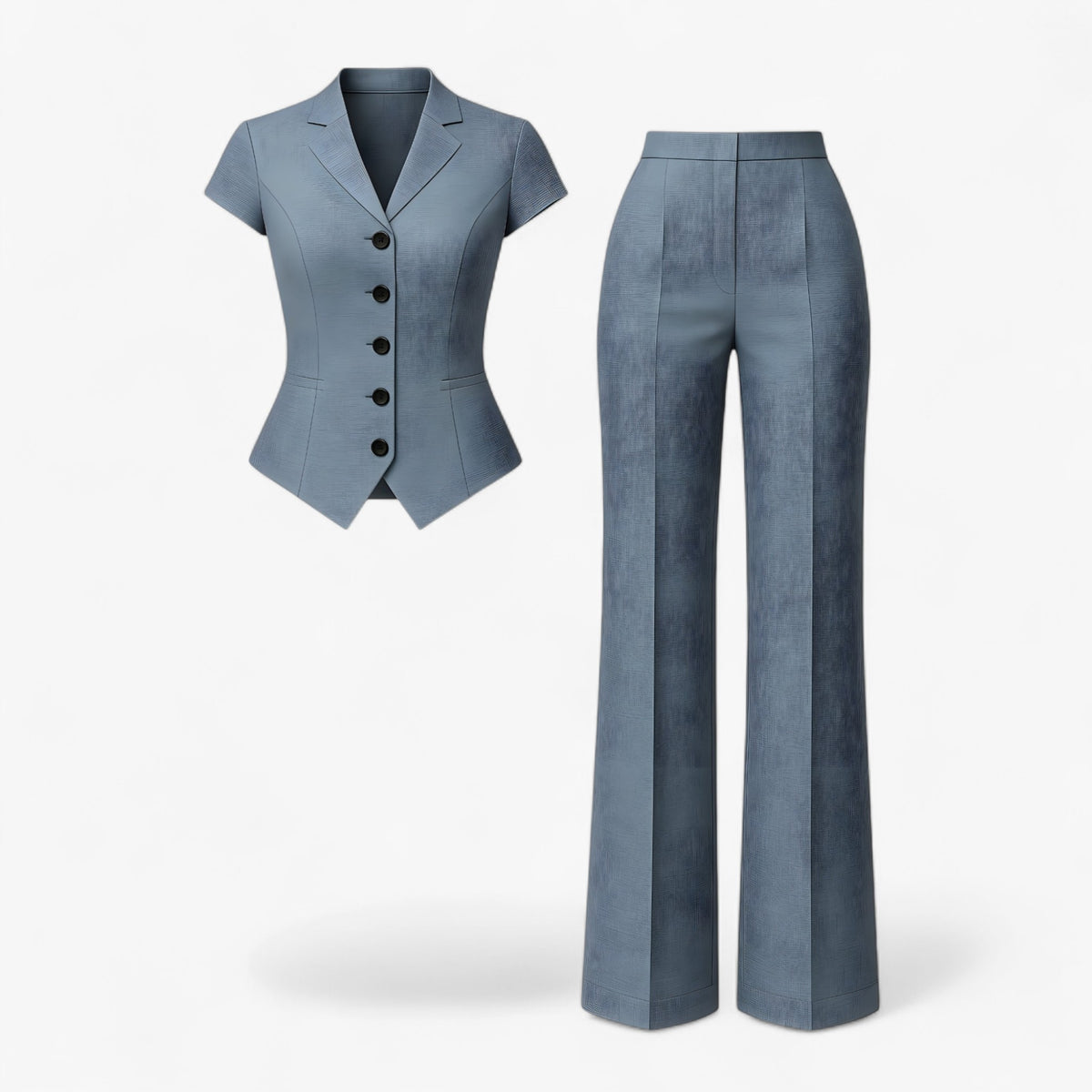 Women's Dress : Aria | Vrouwen Elegante Top en Broek Set in Blauw van Pantino