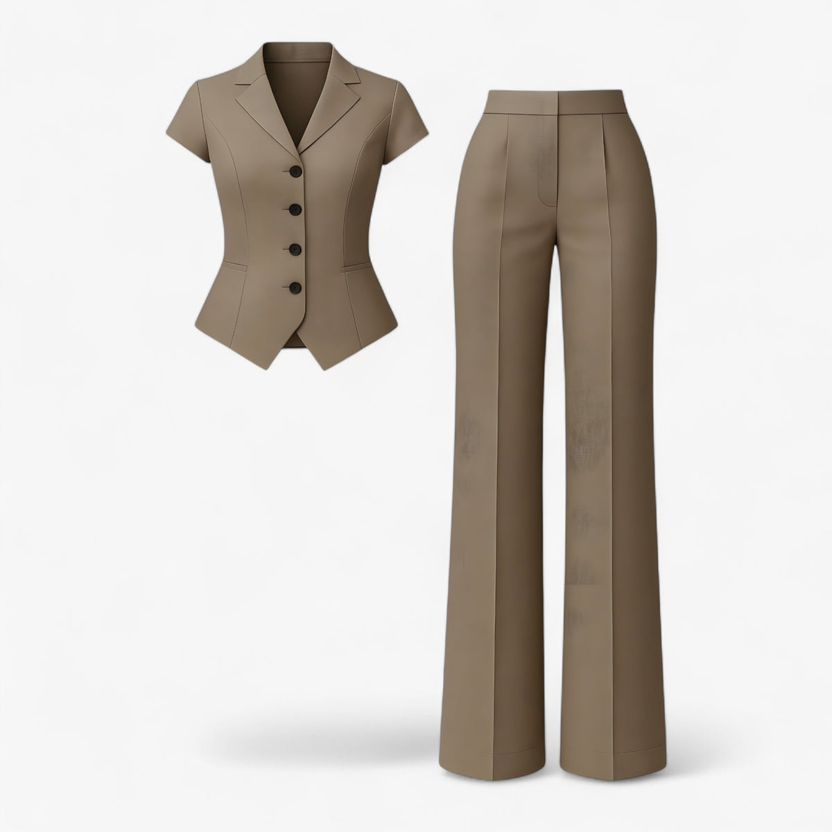 Women's Dress : Aria | Vrouwen Elegante Top en Broek Set in Khaki van Pantino