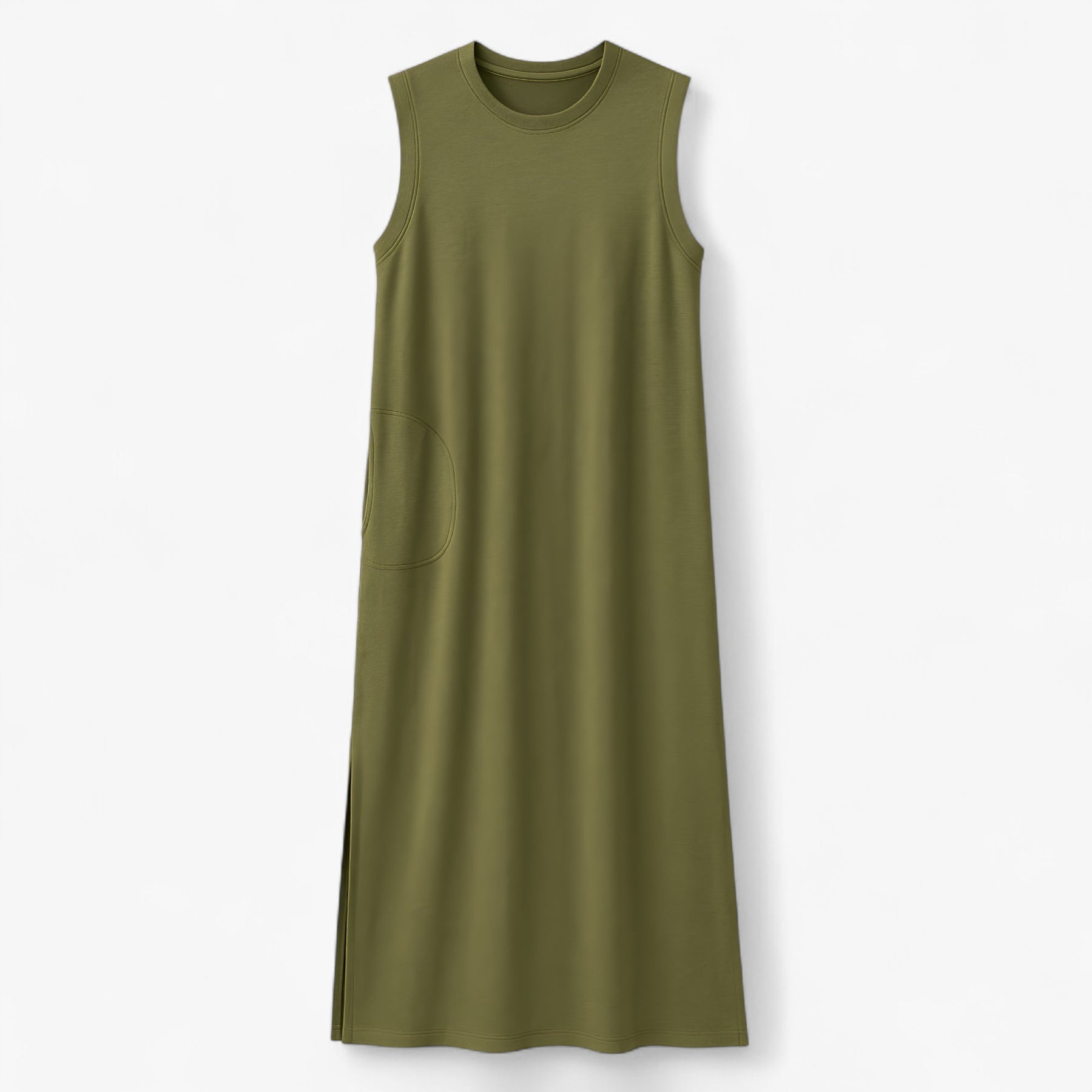 Women's Dress : Phoebe | Vrouwen Lange Zomerjurk in Militair Groen van Pantino