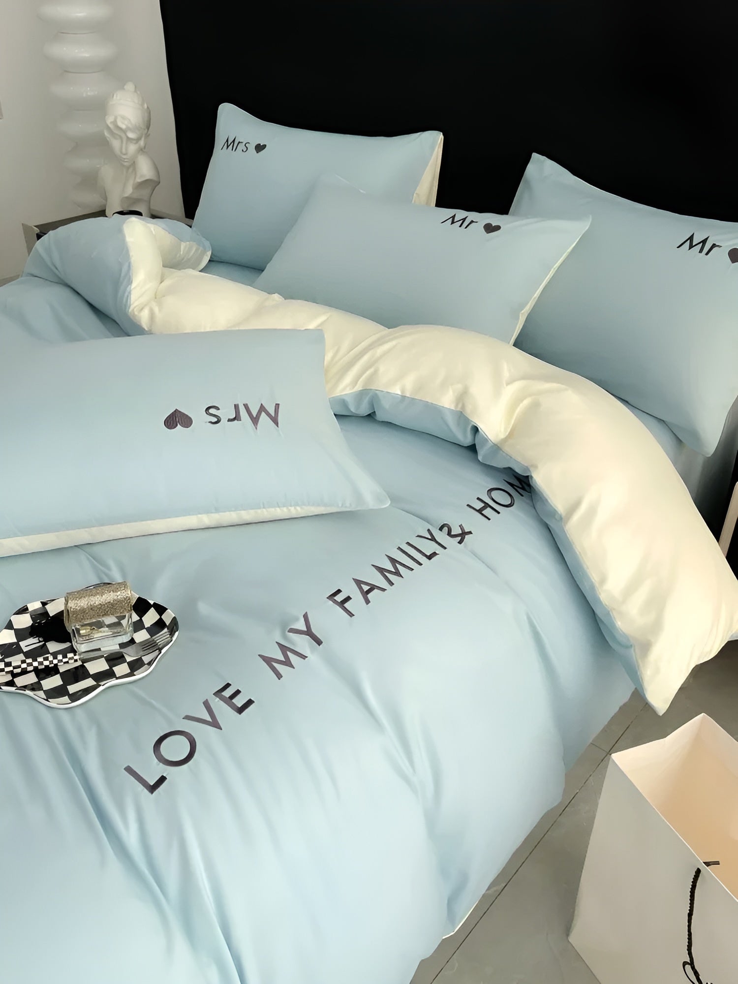home & garden : DreamPro Beddings - Ultrazacht en Comfortabel Beddengoed in Hemelsblauw-Crème Wit van Pantino