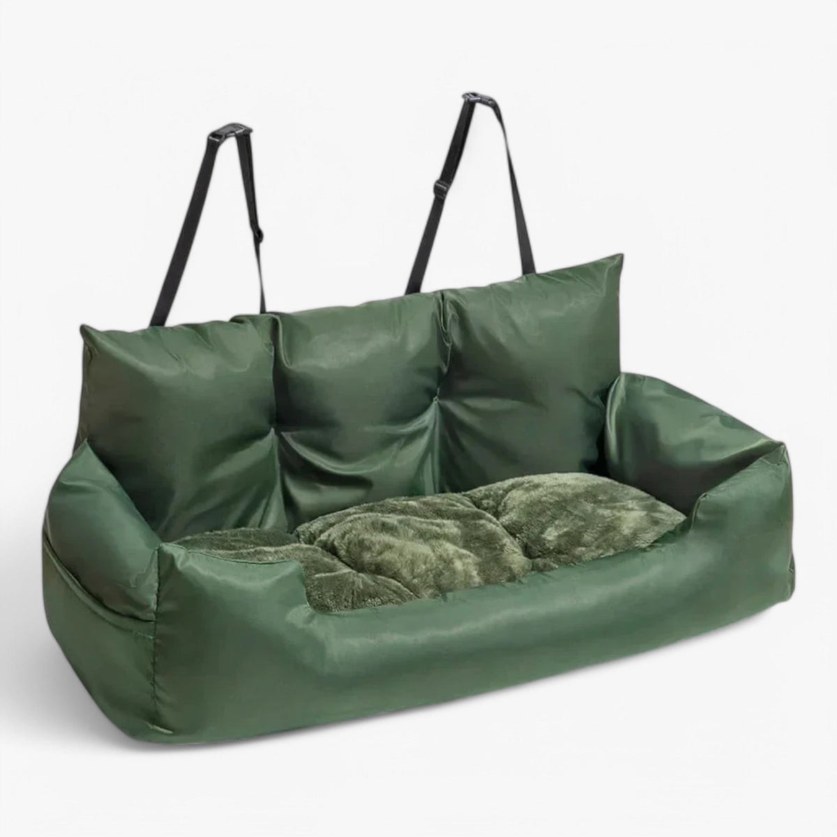 pets : Austin | Luxe Hondenbed voor Auto CozyRide in Militair Groen van Pantinoshop