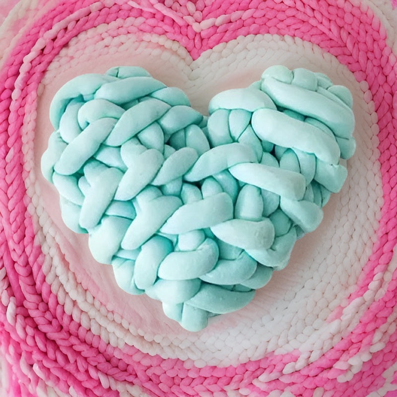 home & garden : Grof Gebreid Hartkussen voor een Gezellig Thuis - Heartpillow in Aqua van Pantino