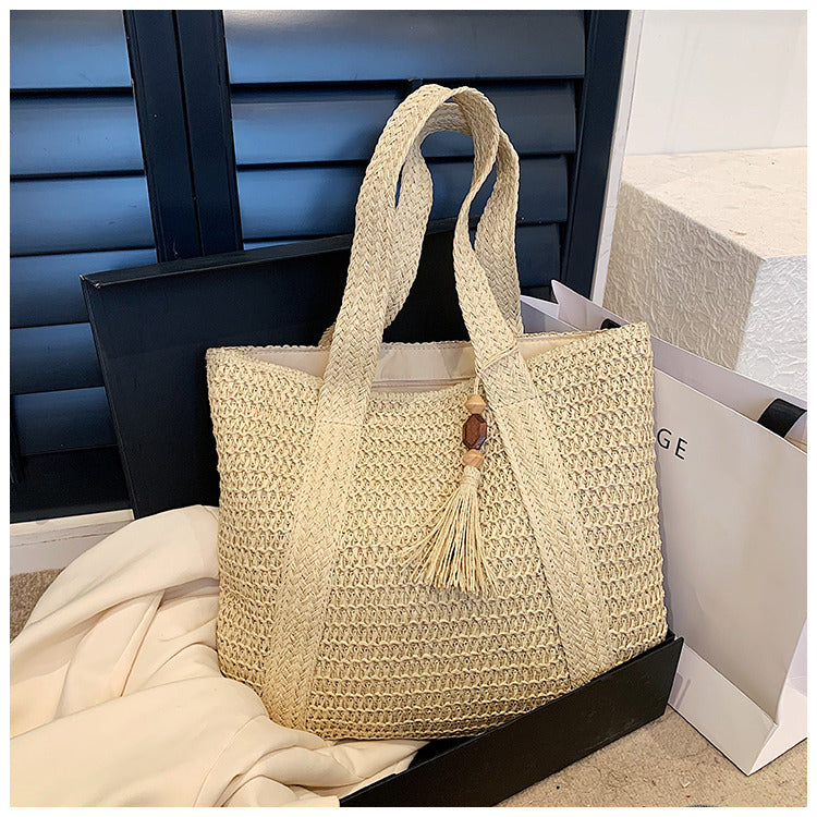 bags : EcoChic | Rattan Dames Handtas in Beige van Pantino