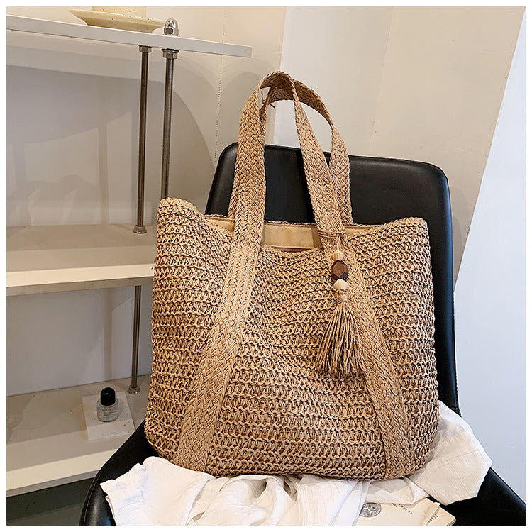 bags : EcoChic | Rattan Dames Handtas in Bruin van Pantino